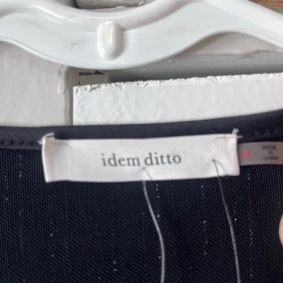 NWT idem ditto Black Wrap Dress Metallic Thread Size M - Picture 2 of 8